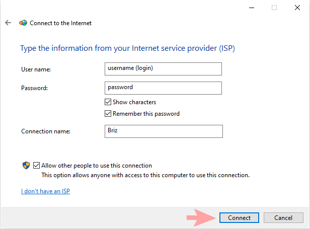 Configuring PPPoE in Windows 10,9 - Internet provider Briz in Odesa